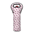 Pink Ladybug Pattern Print Single Neoprene Wine Tote