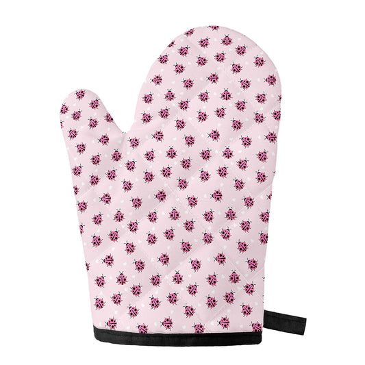 Pink Ladybug Pattern Print Single Oven Mitt
