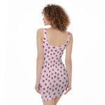 Pink Ladybug Pattern Print Sleeveless Bodycon Dress