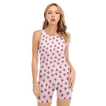 Pink Ladybug Pattern Print Sleeveless One Piece Swimsuit