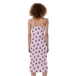 Pink Ladybug Pattern Print Slim Fit Midi Cami Dress