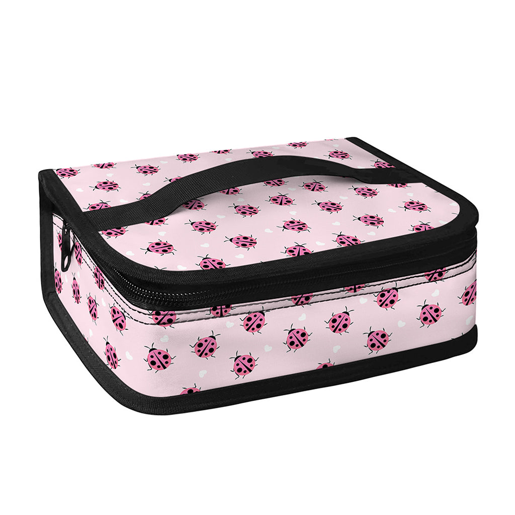Pink Ladybug Pattern Print Small Lunch Bag
