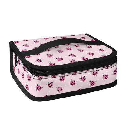 Pink Ladybug Pattern Print Small Lunch Bag