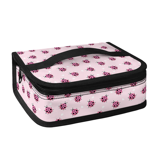 Pink Ladybug Pattern Print Small Lunch Bag