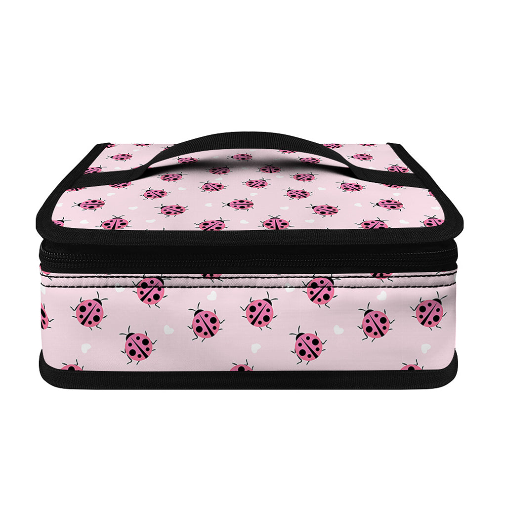Pink Ladybug Pattern Print Small Lunch Bag