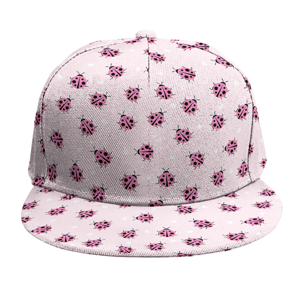 Pink Ladybug Pattern Print Snapback Cap