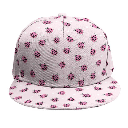 Pink Ladybug Pattern Print Snapback Cap