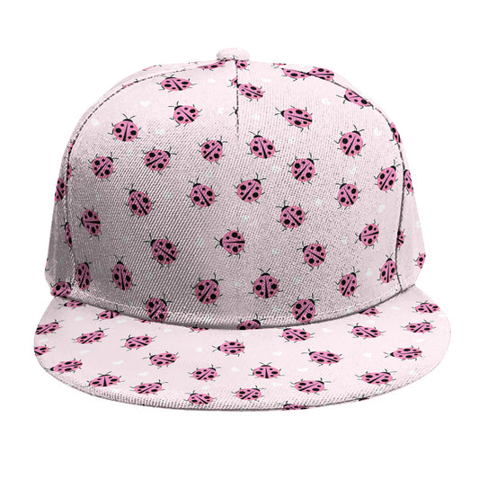Pink Ladybug Pattern Print Snapback Cap