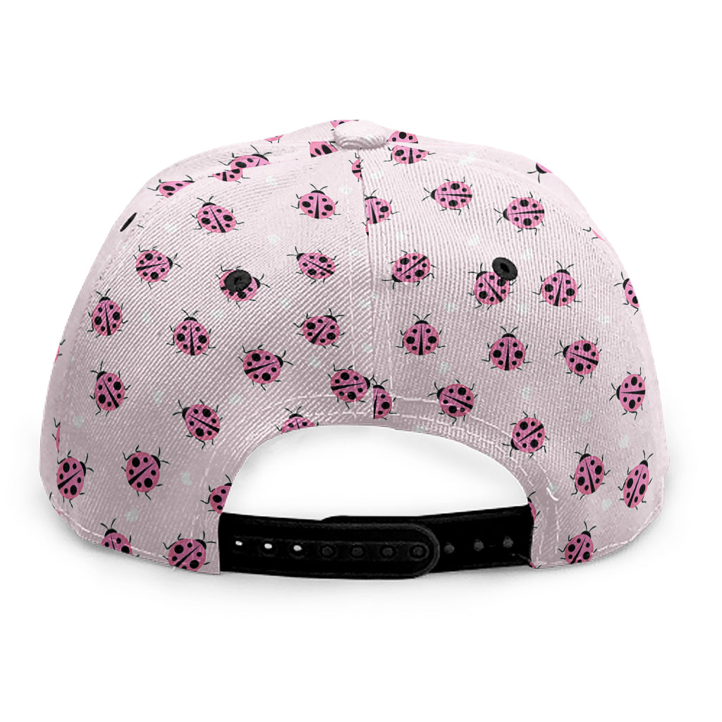 Pink Ladybug Pattern Print Snapback Cap