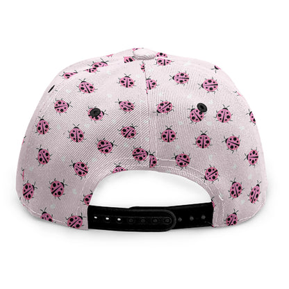 Pink Ladybug Pattern Print Snapback Cap