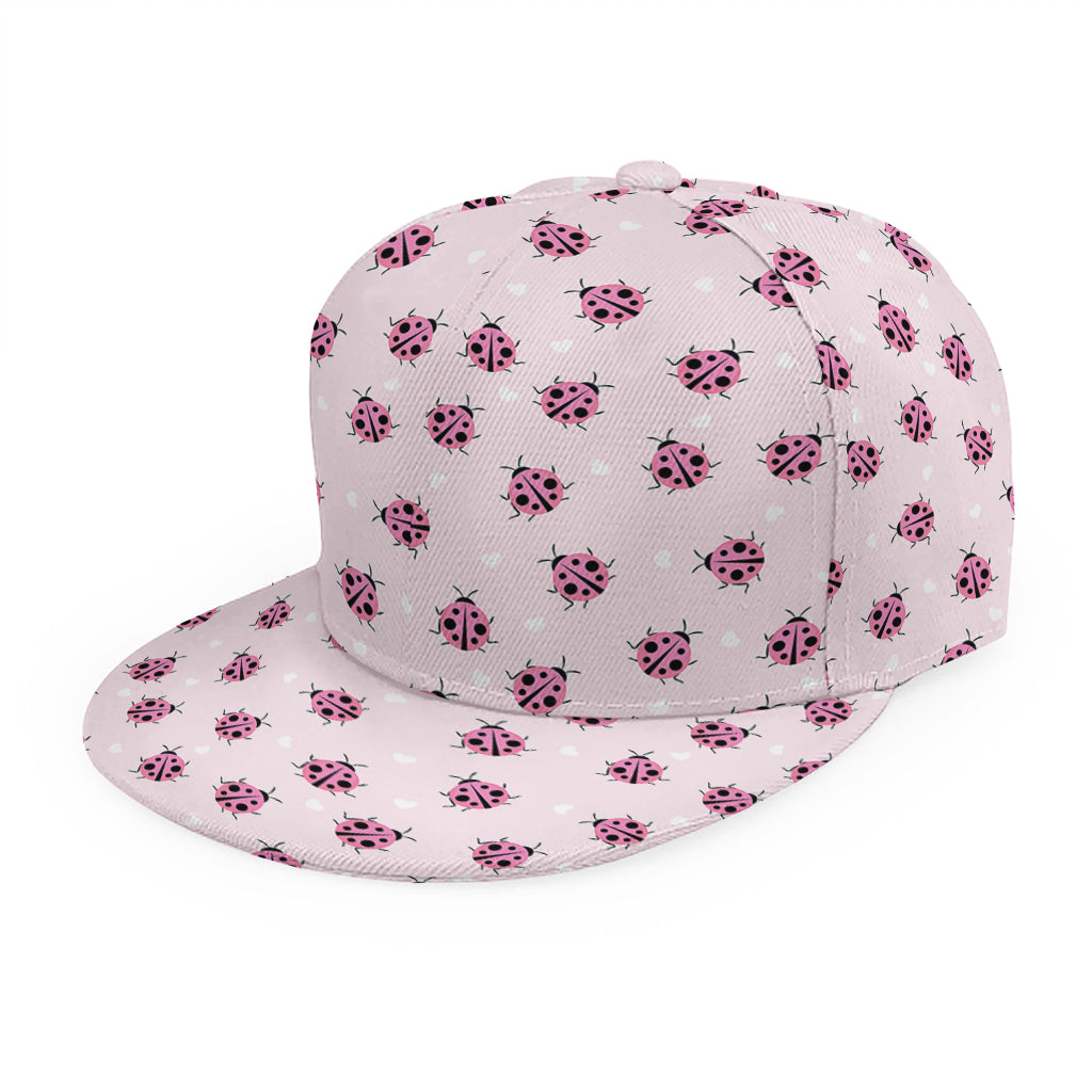 Pink Ladybug Pattern Print Snapback Cap