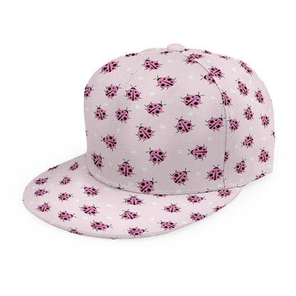 Pink Ladybug Pattern Print Snapback Cap