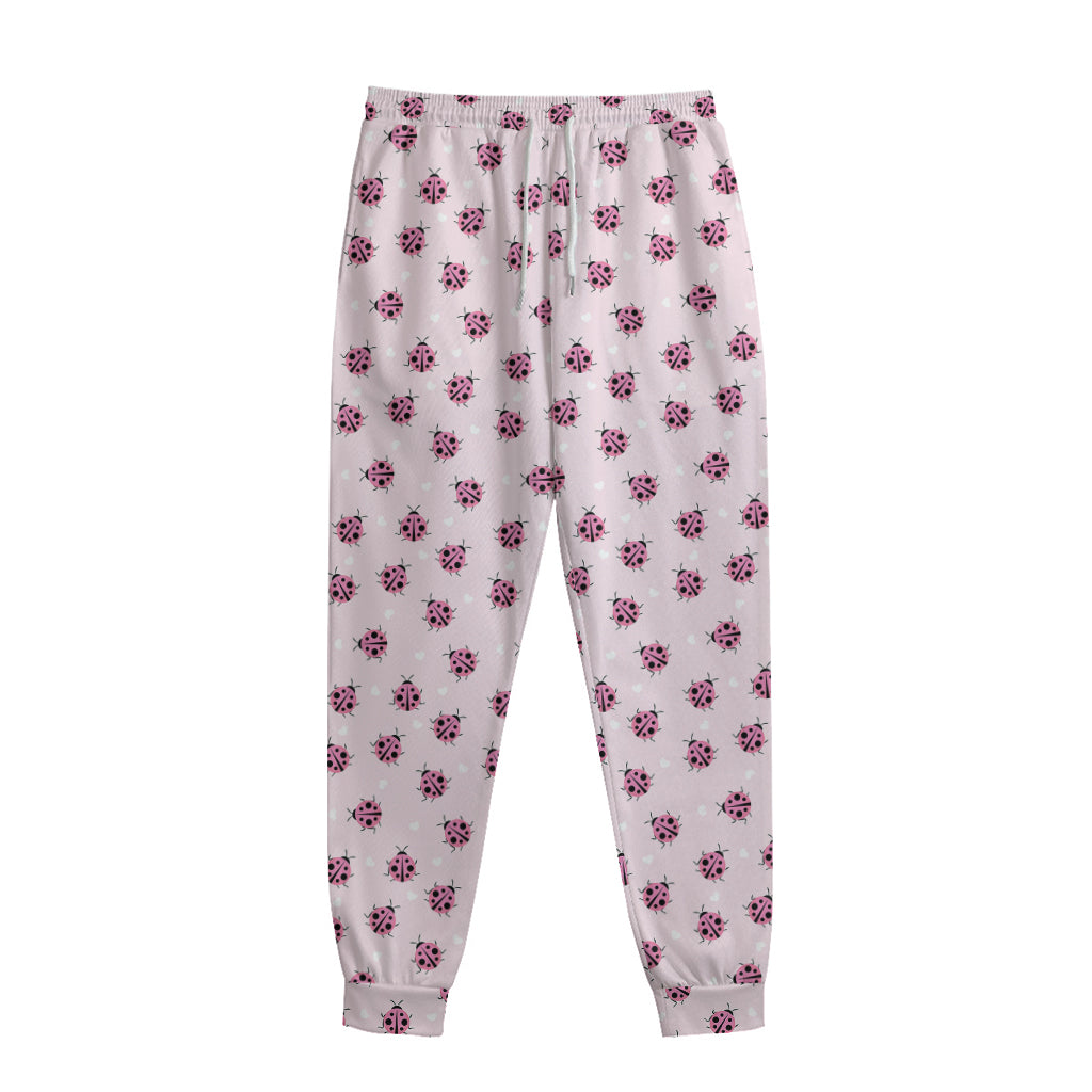 Pink Ladybug Pattern Print Sweatpants