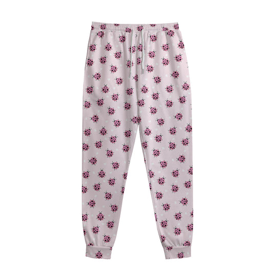 Pink Ladybug Pattern Print Sweatpants