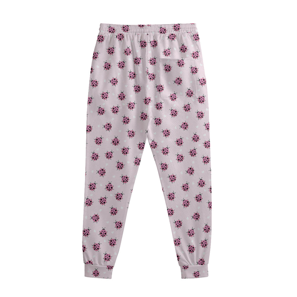 Pink Ladybug Pattern Print Sweatpants