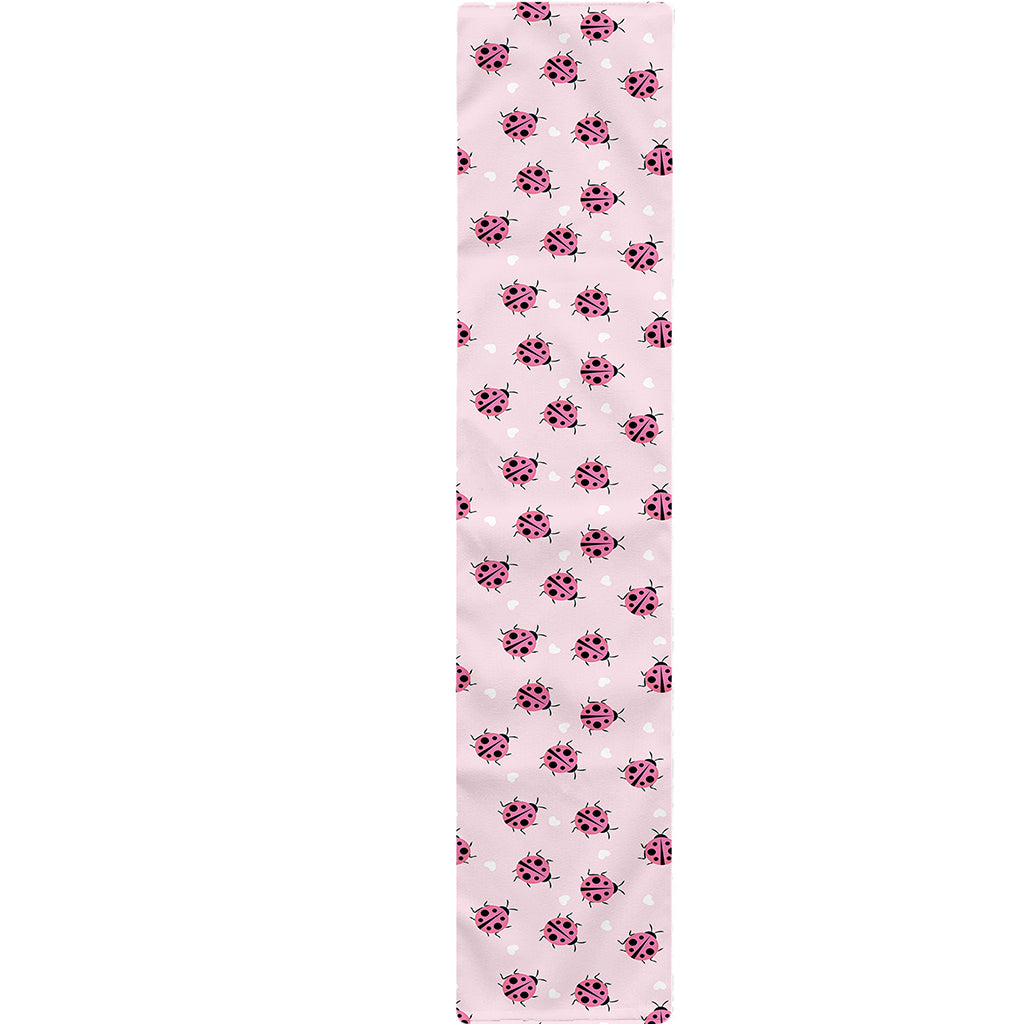 Pink Ladybug Pattern Print Table Runner