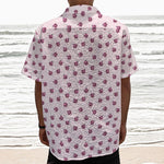 Pink Ladybug Pattern Print Textured Short Sleeve Shirt
