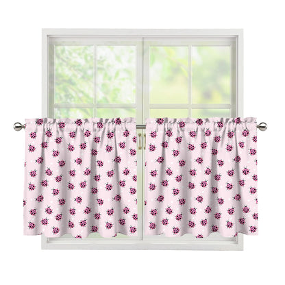 Pink Ladybug Pattern Print Tier Curtains