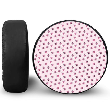 Pink Ladybug Pattern Print Tire Cover