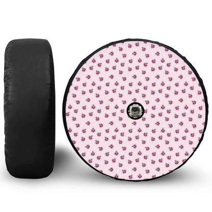 Pink Ladybug Pattern Print Tire Cover With Camera Hole