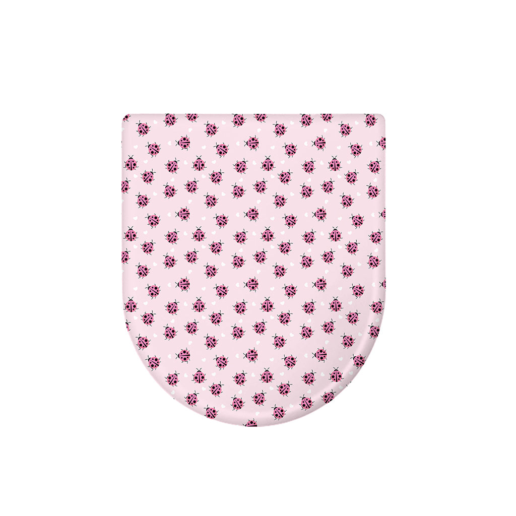 Pink Ladybug Pattern Print Toilet Lid Cover
