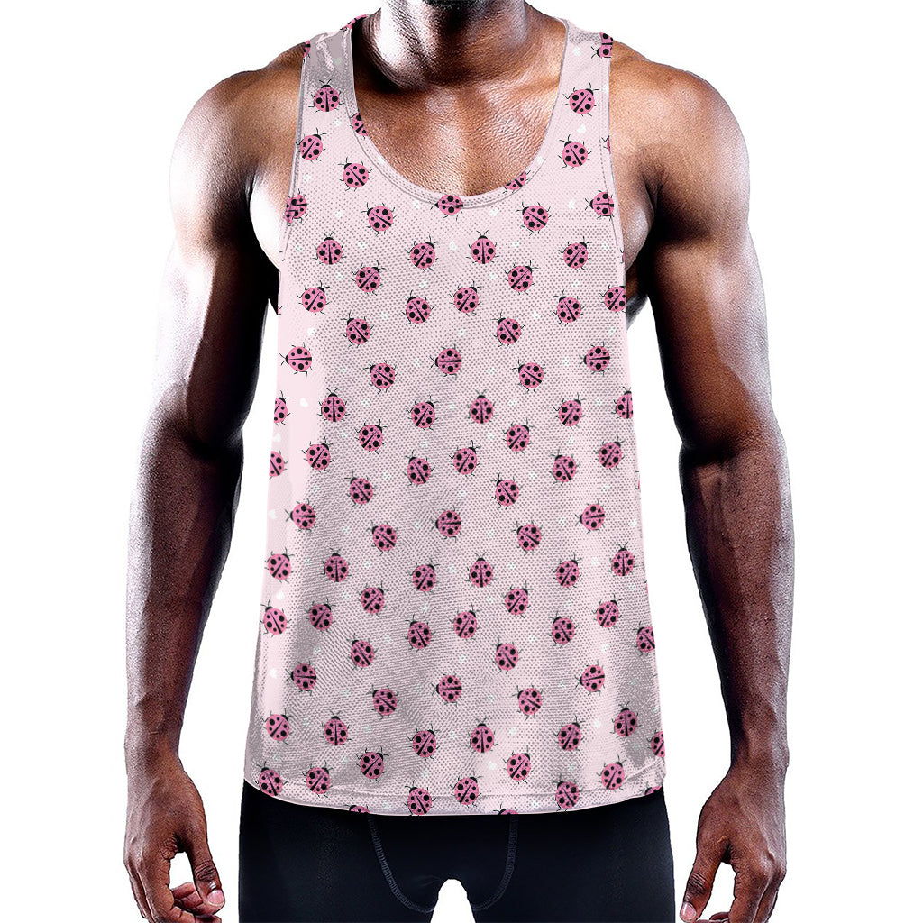 Pink Ladybug Pattern Print Training Tank Top