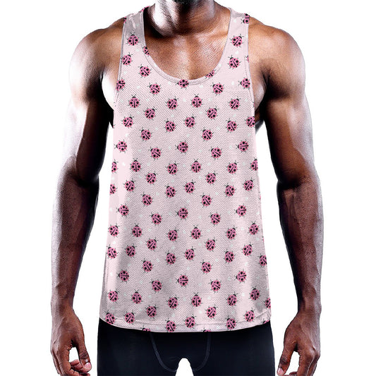Pink Ladybug Pattern Print Training Tank Top