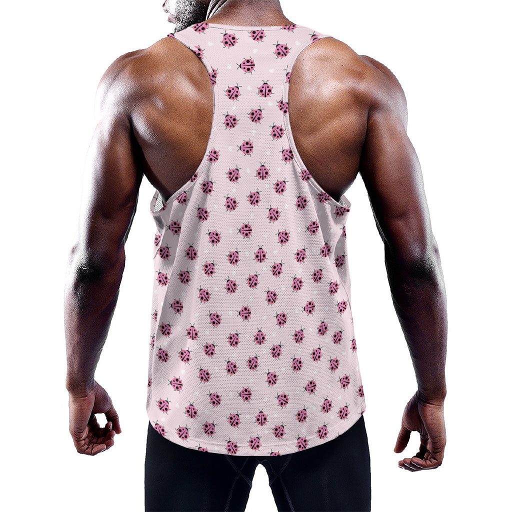 Pink Ladybug Pattern Print Training Tank Top