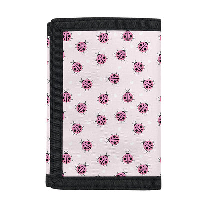 Pink Ladybug Pattern Print Trifold Wallet