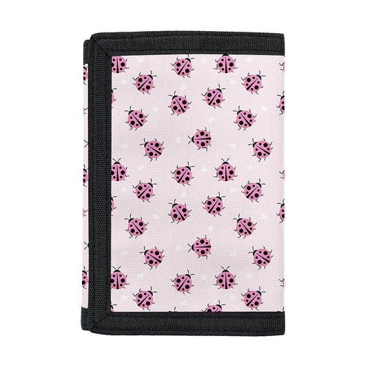 Pink Ladybug Pattern Print Trifold Wallet