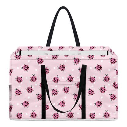 Pink Ladybug Pattern Print Utility Tote Bag