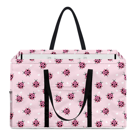 Pink Ladybug Pattern Print Utility Tote Bag