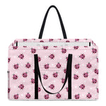 Pink Ladybug Pattern Print Utility Tote Bag