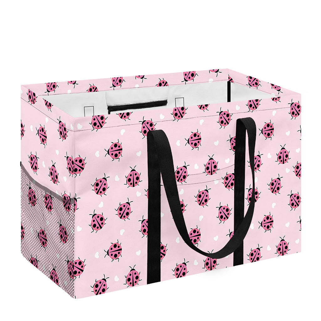 Pink Ladybug Pattern Print Utility Tote Bag