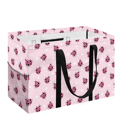 Pink Ladybug Pattern Print Utility Tote Bag