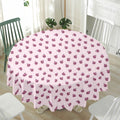 Pink Ladybug Pattern Print Waterproof Round Tablecloth