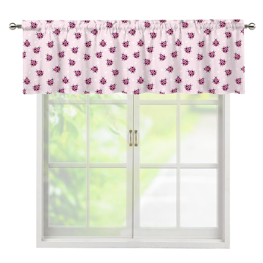Pink Ladybug Pattern Print Window Valance