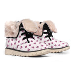 Pink Ladybug Pattern Print Winter Boots