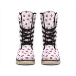 Pink Ladybug Pattern Print Winter Boots