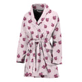 Pink Ladybug Pattern Print Women's Bathrobe