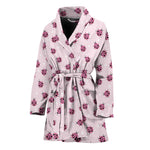 Pink Ladybug Pattern Print Women's Bathrobe
