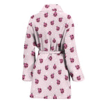 Pink Ladybug Pattern Print Women's Bathrobe