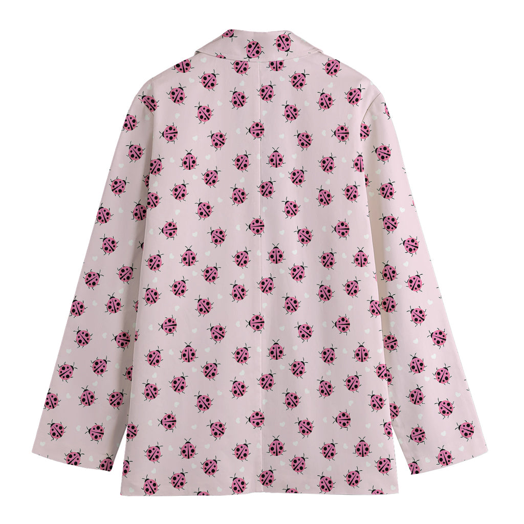 Pink Ladybug Pattern Print Women's Blazer