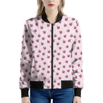 Pink Ladybug Pattern Print Women's Bomber Jacket