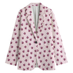 Pink Ladybug Pattern Print Women's Cotton Blazer