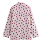 Pink Ladybug Pattern Print Women's Cotton Blazer
