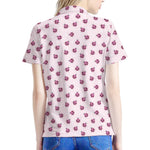 Pink Ladybug Pattern Print Women's Polo Shirt