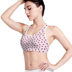 Pink Ladybug Pattern Print Women's Sports Bra