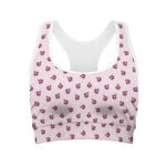 Pink Ladybug Pattern Print Women's Sports Bra