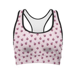 Pink Ladybug Pattern Print Women's Sports Bra